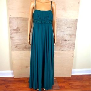 David's Bridal Sz 12 Hunter Green Long Flowing Maxi Dress